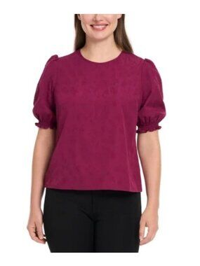 NWT Ted Baker Women's XS Purple Textured Puff Sleeve Top